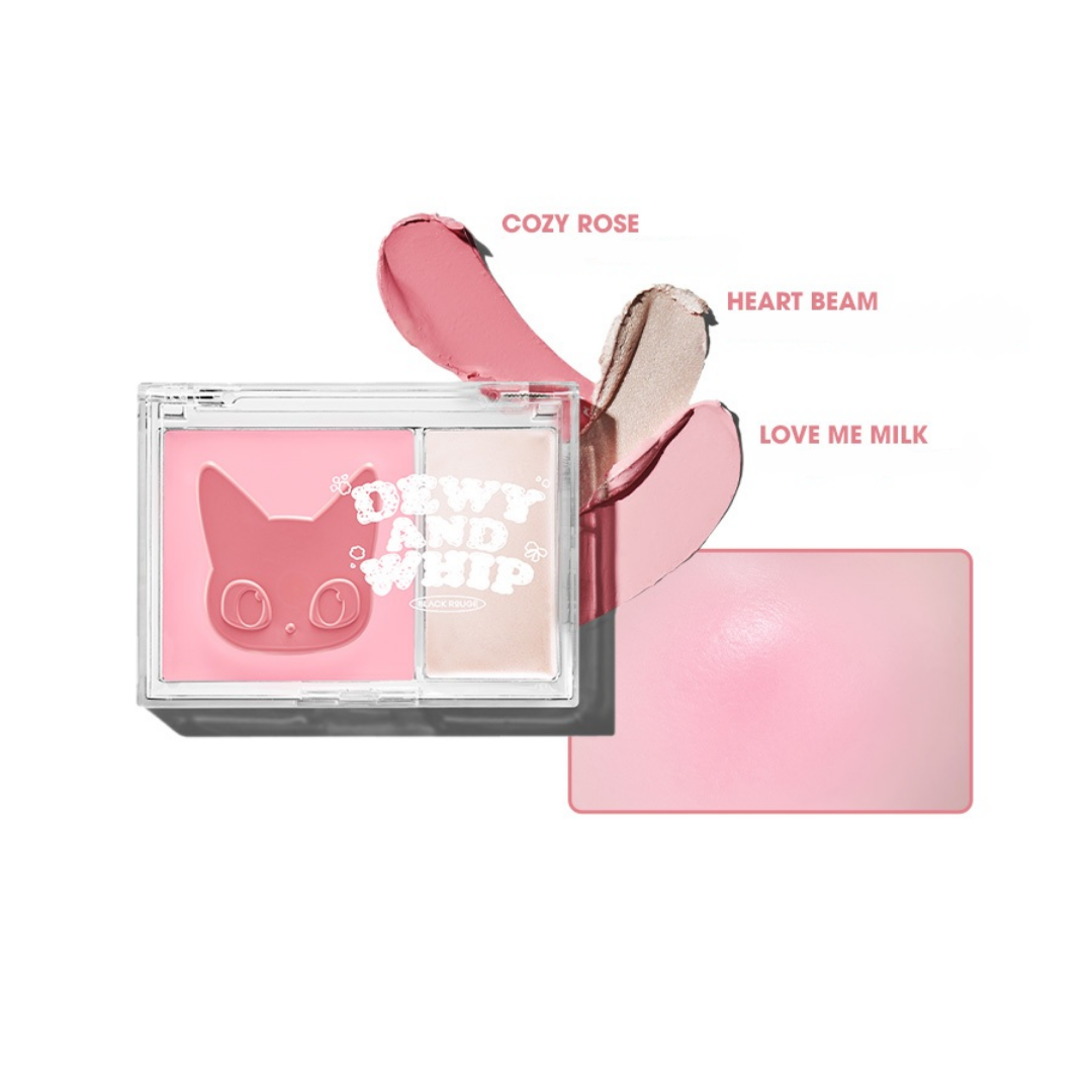 Black Rouge Dewy Whip Cheek and Beam - 2-in-1 Glow Palette DW01